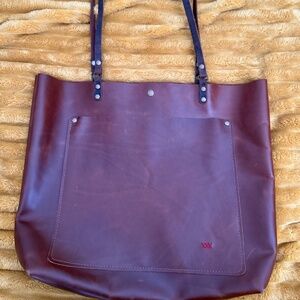 IN BLUE - Handmade Classic Leather Tote Bag | Large - Bourbon